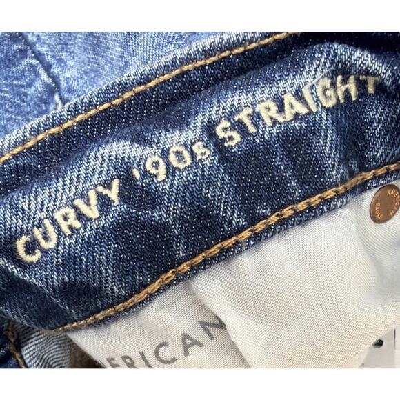 American Eagle Curvy 90s Straight High Rise Stretch Denim Jeans 8S 28x28 New - Picture 4 of 9